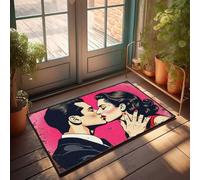 EJXN Welcome Indoor Mat Vintage Romance: A Classic Kiss Illustration Doormat Home Bar Accessories Doors For House(65X90CM)