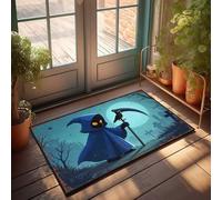 EJXN Welcome-Ish Outdoor Doormat Deathly Silence: Grim Reaper With Raven In Moonlit Graveyard Doormat Winter Mat Boys Room Decor(40X60CM)