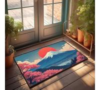 EJXN Welcome Mat Classroom Cherry Blossoms And Mount Fuji At Sunset Doormat Outdoor Spring Rug Hot Cocoa Bar Decor(50X80CM)