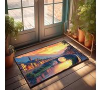 EJXN Welcome Mat Classroom Sunset Over The Bridge: A Serene Riverscape With Mountains In The Doormat Outdoor Spring Rug Hot Cocoa Bar Decor(65X90CM)