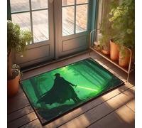 EJXN Welcome Mat Outdoor Funny Silhouette Of A Warrior Holding A Glowing Sword In A Mystical For Doormat Large Front Door Mat Indoor Front Door Rug Outdoor(40X60CM)
