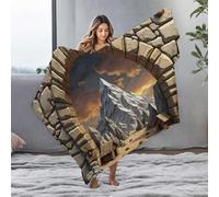 EJXN White Blanket Stone Archway Framing A Mountainous Sunset Scene Flannel Blanket Blankets Queen Size Mom Blanket(127x100cm)