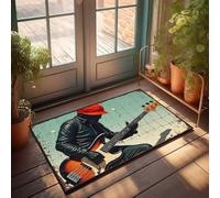 EJXN Winter Welcome Mat Urban Bassist: A Street Art Tribute To Music And Urban Culture Doormat Out Door Mat Outdoor Fall Rugs Indoor(50X80CM)