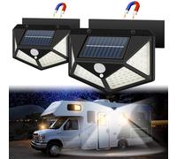 EJYTRVT Solar RV Porch Light - Magnetic Installation, Motion Activated Sensor Light, Camper Exterior LED Lighting, RV Awning Lights for RVs, Trailers, Campers, 5th Wheels, 2 Pack
