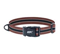 EK World Wide One-Size-Fits-All Wide Dog Collar - Durable 1" Nylon Webbing - Adjustable Up to 24" Neck - Lightweight, Weather-Resistant, High Tensile Strength (W46 Brown Stripe)