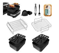 EKAKI Air Fryer Accessories, 9 Pcs Dual Air Fryer Accessories for Ninja Foodi FlexDrawer Air Fryer AF500UK 7-in-1 2023 Released 10.4L, Ninja AF500UK Liners & 304 Stainless Steel Racks & Tools, Black