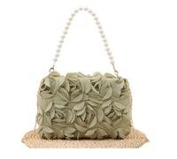 EKalgretrA 3D Flower Clutch Purse 3d Rose Petal Handbag Delicate Decorative Bag Polyester Square Shoulder Comfortable Floral Crossbody For Dating(Green)
