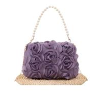 EKalgretrA 3D Flower Clutch Purse 3d Rose Petal Handbag Delicate Decorative Bag Polyester Square Shoulder Comfortable Floral Crossbody For Dating(Purple)