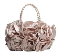 EKalgretrA 3D Flower Clutch Purse Craft Silk Evening Bag Makeup Pouch Small Amount Moonflower Bride Maidsmaid Fashionable Soft Polyester Interior(APRICOT)