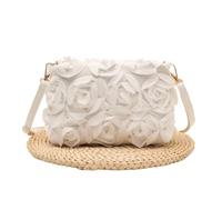 EKalgretrA 3D Flower Clutch Purse Rose Petal Sweet Multicolor Luxury Single Shoulder Bag Crossbody Handheld Small Square One Piece(WHITE)