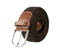 EKalgretrA Belts for Women Belt Unisex Casual Knitted Pin Buckle Jeans Belt Woven Canvas Elastic Expandable Stretch Belts for Women Men Girdle(FB 3.3cmX120CM,Green coffee)