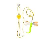 EKalgretrA Cat Toys for Indoor Cats Cat Toys Funny Stick Kitten Elastic Rope Dragonfly Shape Feather Bell Teasing Stick Hanging Swing Thousands(Green Dragonfly)