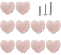 EKalgretrA Ceramic Drawer Knobs Heart Shape Cabinet Dresser Pulls Handles with 3 Sized Screws, Kitchen Furniture for Closet Cupboard Kitchen Door Knobs(2PCS)