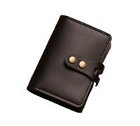 EKalgretrA Credit Card Holder Men's Leather Card Bag Large Capacity Vintage Hasp Bank Credit Holder Case Translucent Business Wallet(Black)