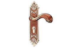 EKalgretrA Door Handles Gold Door Locks with Keys Handle White Security Entrance Lock Mute Anti-Theft Hardware(RED Amber_50MM)