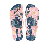 EKalgretrA Flip Flops Women Flip Flops Summer Comfortable Beach Printing Floral Slippers Pool PVC Quick Dry Ladies Slides Lightweight Travel Sandals(Red,5.5 UK)