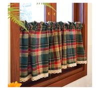 EKalgretrA Half Curtain Rod Pocket Plaid Retro Short Kitchen Balcony Blackout Short Curtains(1 PC W140 X H60 CM)