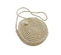EKalgretrA Knitted Shoulder Bag For Women Round Straw Crossbody Bag Handmade Woven Shoulder For Women Summer Beach Travel Small Handbag And Purse(Beige)