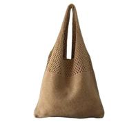 EKalgretrA Knitted Shoulder Bag For Women Trend Women's Bag Crochet Handbag Retro Knitted Braid Solid Color Hollow Top-handle Tote Shopper(Brown)