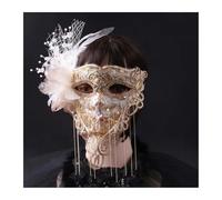 EKalgretrA Masquerade Mask for Women Golden Lace Mask for Full Face Stage Singing(Gold)