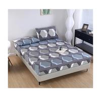 EKalgretrA Printed Fitted Sheet 3pcs Cotton Brushed Printed Bedsheet, Bedroom Bedspread, Bedding (With Pillowcases)(Color 13,3pcs 200x220cm)