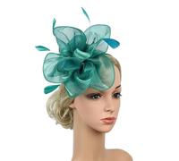 EKalgretrA Wedding Hat Flower Mesh Headband Wedding Feather Cocktail Tea Party Headwear Fascinator Hats(Green)