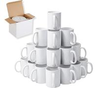 EKAM 12 x Sublimation Mugs 11oz Blank Plain White Large Handle Coffee Mug with Gift Boxes, Sublimation Blanks Dishwasher Safe White Ceramic Tea Mugs - AAA Grade White Mug [Pack of 12]
