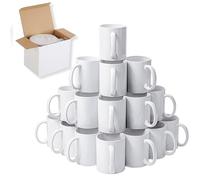 EKAM 36 x Sublimation Mugs 11oz Blank Plain White Large Handle Coffee Mug with Gift Boxes, Sublimation Blanks Dishwasher Safe White Ceramic Tea Mugs - AAA Grade White Mug (36)