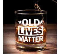 EKAM Engraved Whiskey Glass, Old Lives Matter Whiskey Glass, Fun Gift for Birthdays or Retirement - Gifts for Dad, Gifts for Grandad, Grandpa Crystal Clear 340ml - 10oz Glass