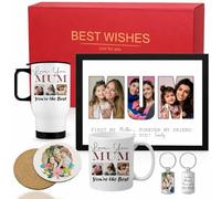EKAM Mothers Day Gifts Basket for Mum, Personalised Gift Ideas Hamper Box Set from Daughter Son Best Mum Ever New Mom to Be Set Package Gifts Christmas Thanksgiving Presents Custom Your Photos