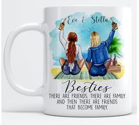 EKAM Personalised Best Friend or Sister Tea Coffee Mug Custom Name Gift - Heartfelt Message & Outfit Choices Best Friendship Gift for Best Friends, BFF Birthday Present Her, Christmas