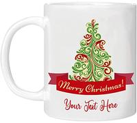 EKAM Personalised Christmas Mug, Santa Coffee Mug Cup - Custom Any Name Coffee Mug - Customised Gift on Christmas Day for Mom, Dad, Kids, Friends or Girls, 11oz Ceramic Coffee/Tea Cup (Design 08)
