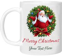 EKAM Personalised Christmas Mug, Santa Coffee Mug Cup - Custom Any Name Coffee Mug - Customised Gift on Christmas Day for Mom, Dad, Kids, Friends or Girls, 11oz Ceramic Coffee/Tea Cup (Design 07)