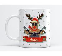 EKAM Personalised Christmas Tea Mug, Customised with Your Name, Different Design Reindeer Coffee Tea Mug, Gift for Christmas, for Family, Friends, Mum, Dad, Kids, Tea Coffee Mug (Design 7)
