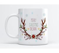 EKAM Personalised Christmas Tea Mug, Customised with Your Name, Different Design Reindeer Coffee Tea Mug, Gift for Christmas, for Family, Friends, Mum, Dad, Kids, Tea Coffee Mug (Design 2)