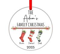 EKAM Personalised Christmas Tree Decorations with Any Photo Any Text Christmas Baubles 2024 Xmas Photo Gifts Decoration Ornament for christmas Trees Gifts for Mom Dad Family Kids Friends (Round)
