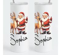 EKAM Personalised Christmas Tumbler Add Your Own Name/Text, Festive Xmas Gift, Present for Christmas Eve, 20oz Stainless Steel Tumbler Cup with Straw and Lid, Custom Gift for Mum, Dad, Kids, Friends