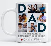 EKAM Personalised Dad Coffee Mug - 11oz Coffee Cup - Add Your Photos and Text - Present for dad - Gift for Father's Day - Gift Cup Father's Day Dad Daddy Grandad Grandpa - Tea Mug (Design 01)
