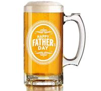 EKAM Personalised Engraved Beer Mug for Dad - Gift for Dad - Custom Name Beer Mug - Engraved Mug Gift on Father’s Day Happy Father’s Day Present for Father (Design 02)