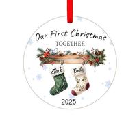 EKAM Personalised First Christmas Together Ornament, Custom Name for New Couple, Xmas Ornament, First Christmas Bauble 2025