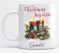 EKAM Personalised Merry Christmas Mug with Holy Family Design, Custom Name Ceramic Cup, Christmas Coffee Mug 11oz, Gift for Christian, Customised Merry Christmas Cup (Candle Mug)
