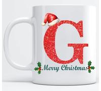 EKAM Personalised Mug Alphabet Letter G- Initial Mug with Letters - 11oz Ceramic Coffee/Tea Cup Gift for Christmas, Birthday, Secret Santa, Mother’s Day or Father’s Day Gift (Black - G)