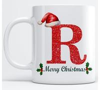 EKAM Personalised Mug Alphabet Letter R - Initial Mug with Letters - 11oz Ceramic Coffee/Tea Cup Gift for Christmas, Birthday, Secret Santa, Mother’s Day or Father’s Day Gift (Black - R)