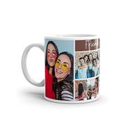 EKAM Personalised Mug for Friends - Custom Add Up to 6 Photos With Message, Friendship Gifts for Women, Birthday Gifts for Bestfriend, 11oz