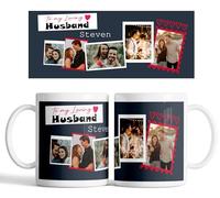 EKAM Personalised Mug “Happy Valentines Day” Customise with Your Name and Pictures Cute Love Hearts Tea/Coffee Mug Valentines Gift (for Husband)