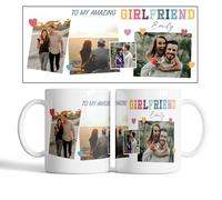 EKAM Personalised Mug “Happy Valentines Day” Customise with Your Name and Pictures Cute Love Hearts Tea/Coffee Mug Valentines Gift (for Girlfriend)