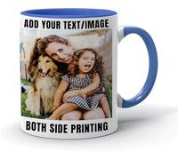 EKAM Personalised Mug - Photo Printed Collage Design Logo Custom Cup 11oz, Multi-Purpose Present for Mum Dad Friend for Any Occasion (Blue)