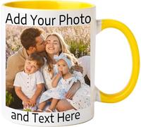 EKAM Personalised Mug - Text & Photo Printed Collage Design Logo - Custom Gift Cup 11oz, Birthday & Christmas Novelty Present for Mum, Dad, Friend, Sister, Brother, Grandparents (Gold)