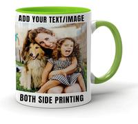 EKAM Personalised Mug - Text Photo Printed Collage Design Logo Custom Gift Cup, 11oz, Birthday & for Mum, Dad, Friend, Sister, Brother, Grandparents (Green)