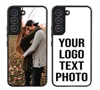 EKAM Personalised Phone Case For Samsung Galaxy S23 Plus, Custom Image/Picture/Photo Design PC + Soft TPU Rubber Bumper Case, Black, Shock-Absorbent